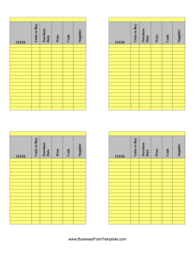 Inventory Management System Business Form Template