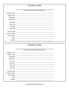 Invitation to Bid Business Form Template