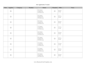 Job Application Tracker Business Form Template