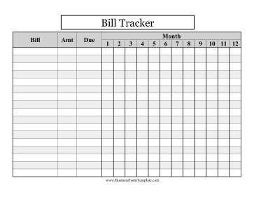 Large-Print Bill Tracker Business Form Template
