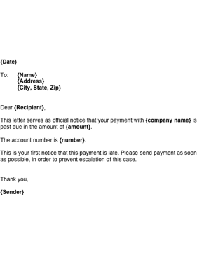 Late Payment Reminder Business Form Template