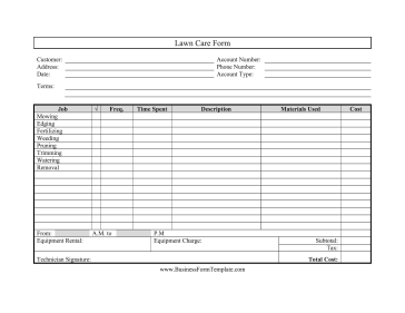 Lawn Care Form Business Form Template