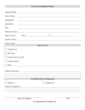 Leave Of Absence Form Business Form Template