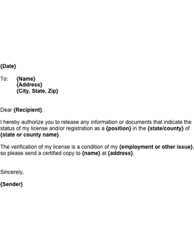 License Verification Business Form Template