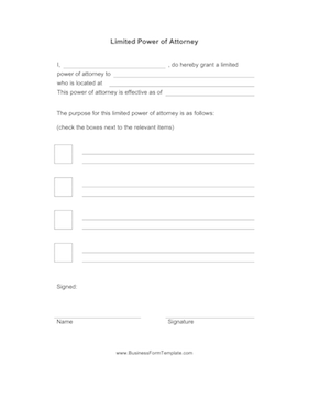 Limited Power of Attorney Business Form Template