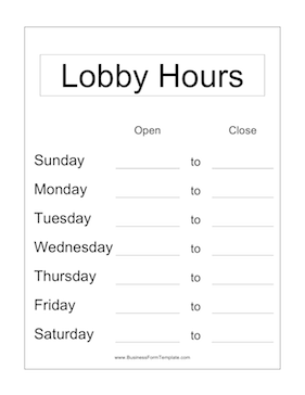 Lobby Hours Business Form Template