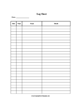 Log Sheet Business Form Template