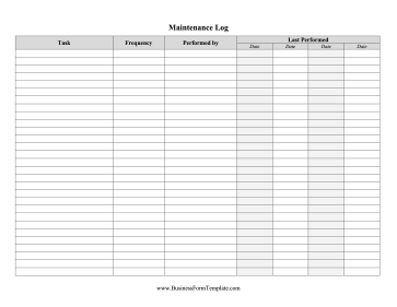 Maintenance Log Form Business Form Template