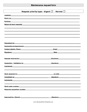 Maintenance Request Business Form Template