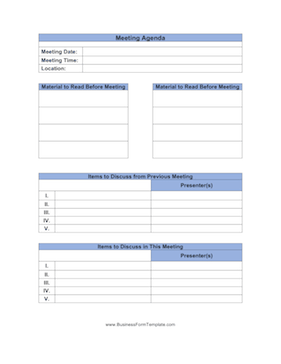 Meeting Agenda Business Form Template