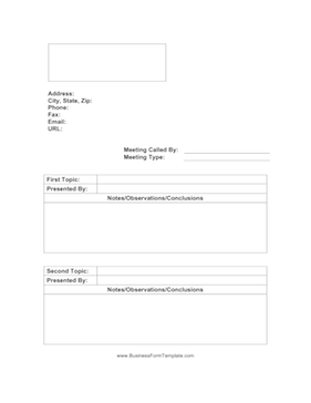 Meeting Agenda Portrait Business Form Template