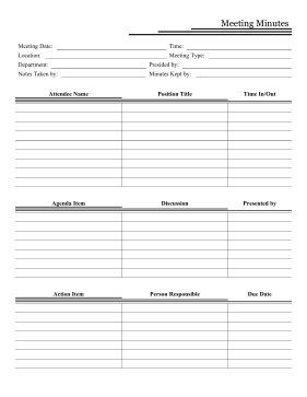 Meeting Minutes Form Business Form Template
