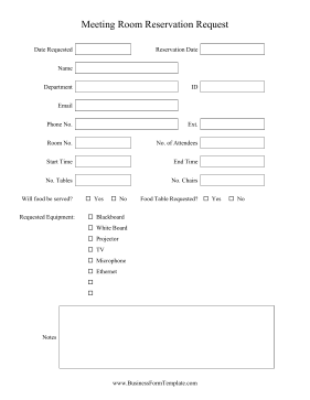 Meeting Room Reservation Request Business Form Template