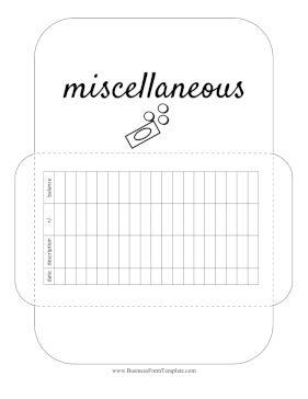 Miscellaneous Cash Envelope Business Form Template