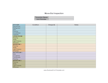 Move-Out Inspection Business Form Template