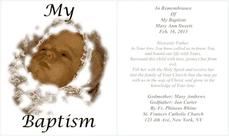 My Baptism Holy Card (2 per page) Business Form Template