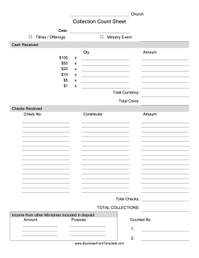Offering Count Sheet Business Form Template