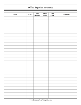 Office Supplies Inventory Business Form Template