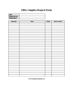 Office Supplies Request Form Business Form Template