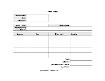 Order Form Business Form Template