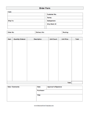 Order Form Business Form Template