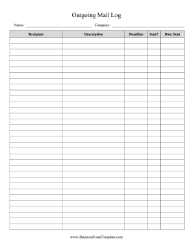 Outgoing Mail Log Business Form Template