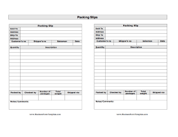 Packing Slips Multiple Business Form Template