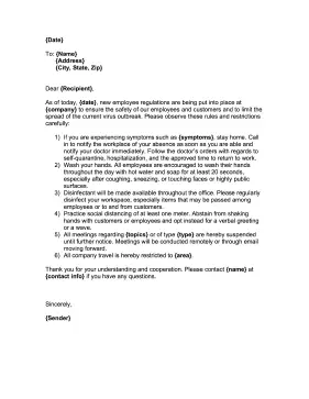 Pandemic Employee Letter Business Form Template