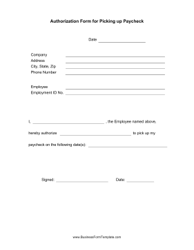 Paycheck Authorization Form Business Form Template