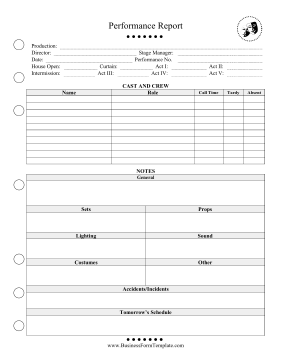 Performance Report Business Form Template