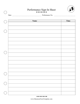 Performance Sign-In Sheet Business Form Template