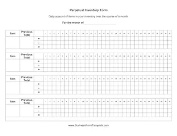 Perpetual Inventory Form Business Form Template