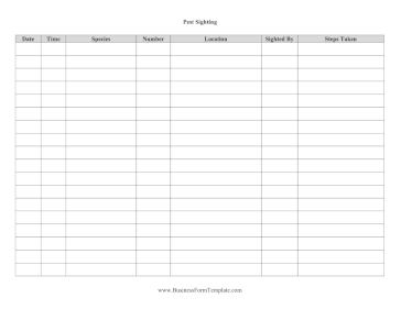 Pest Sighting Business Form Template