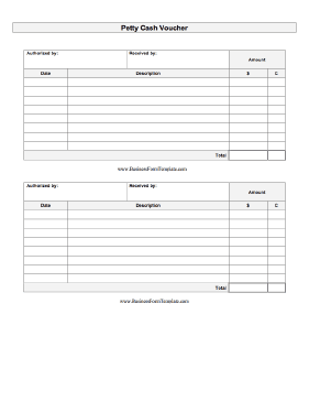 Petty Cash Out Business Form Template