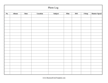 Photo Log Business Form Template