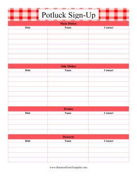 Potluck Sign-Up Business Form Template