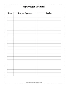 Prayer Journal Business Form Template