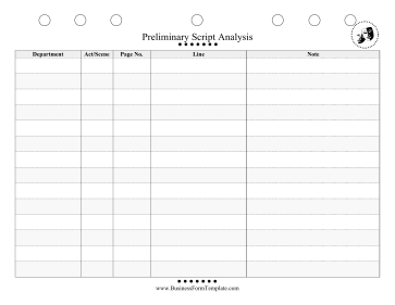 Preliminary Script Analysis Business Form Template