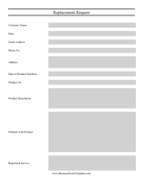 Product Replacement Request Business Form Template