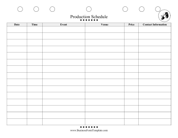 Production Schedule Business Form Template