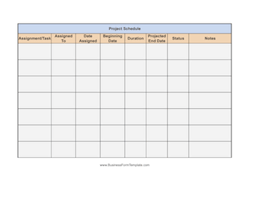 Project Schedule Business Form Template