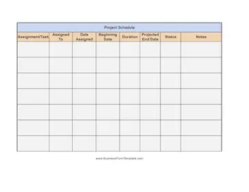 Project Schedule Business Form Template