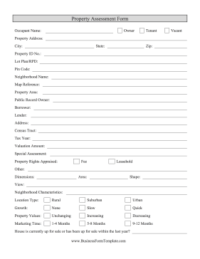 Property Appraisal Form Business Form Template