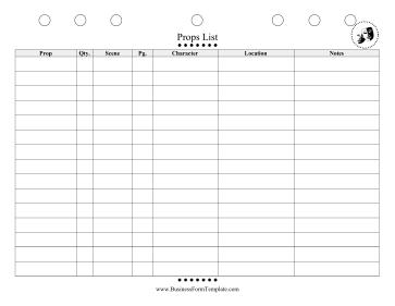 Props List Business Form Template