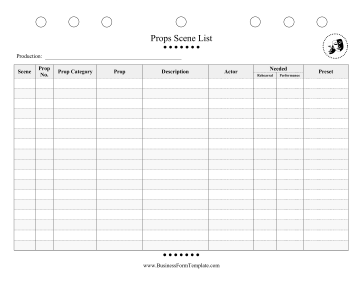 Props Scene List Business Form Template