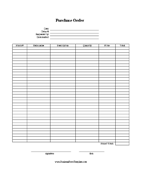 Purchase Order Business Form Template