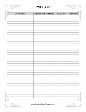 RSVP List Business Form Template