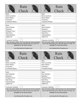 Rain Check Long Business Form Template