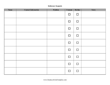 Reference Request Tracker Business Form Template