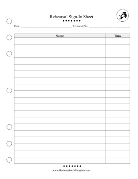 Rehearsal Sign-In Sheet Business Form Template